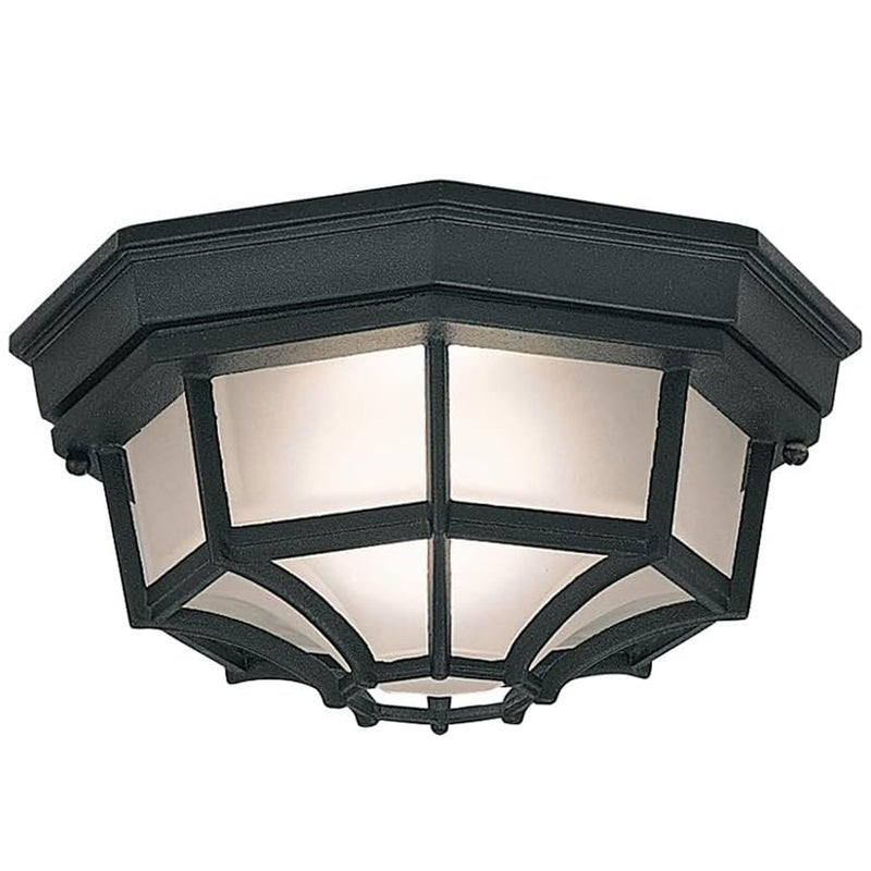 Designers Fountain 2067-BK Builder Cast Outdoor Flush Mount Ceiling Light, 10.5 in W, Black - Image 1